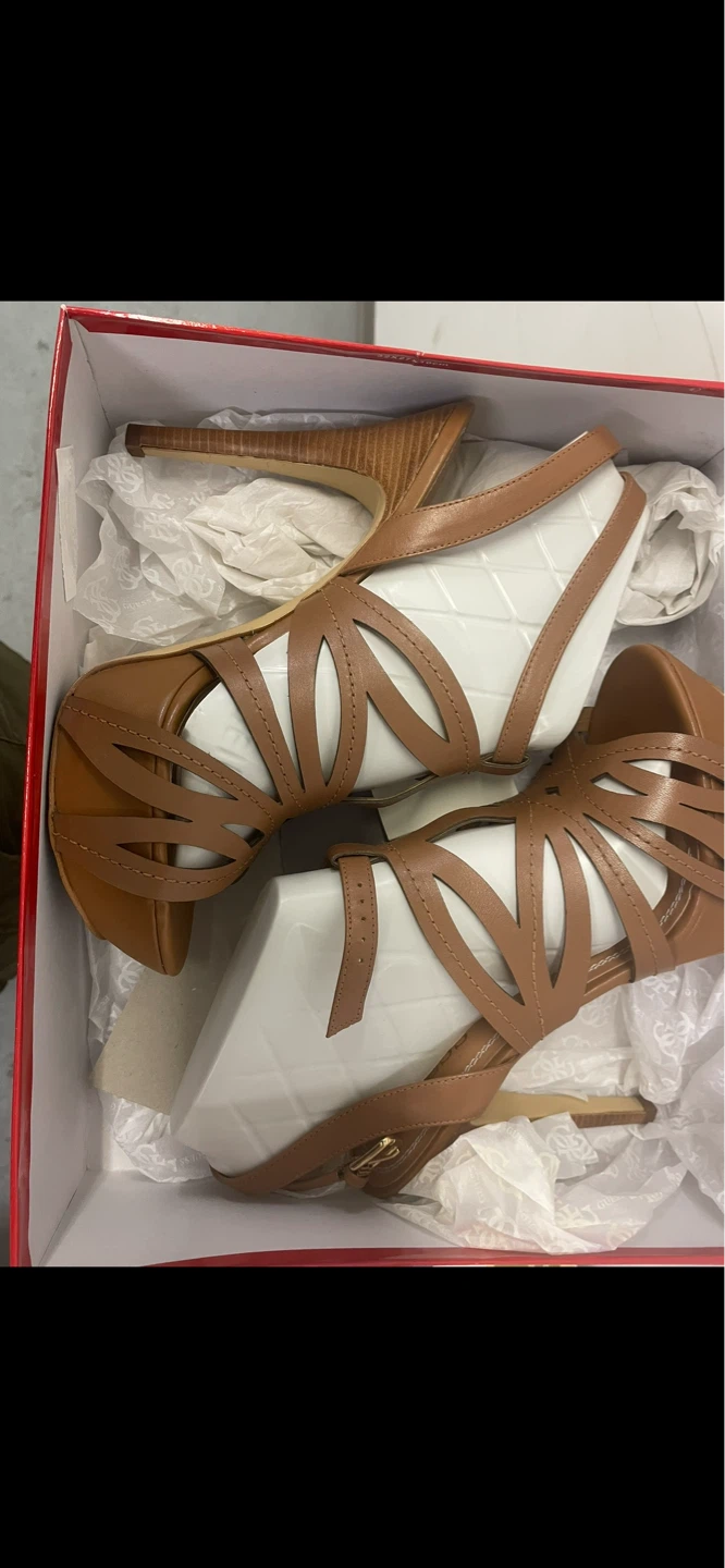 Guess Women's Brown Leather Heeled Sandals Size 10 - photo 4