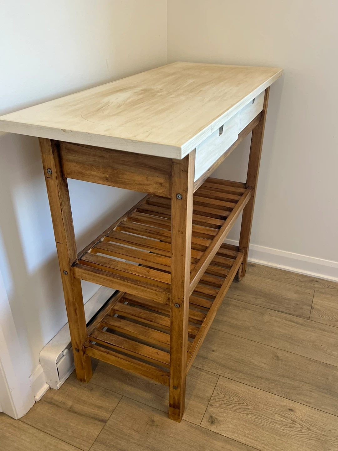 Wooden IKEA Kitchen Cart with Two Drawers and Shelves - photo 4
