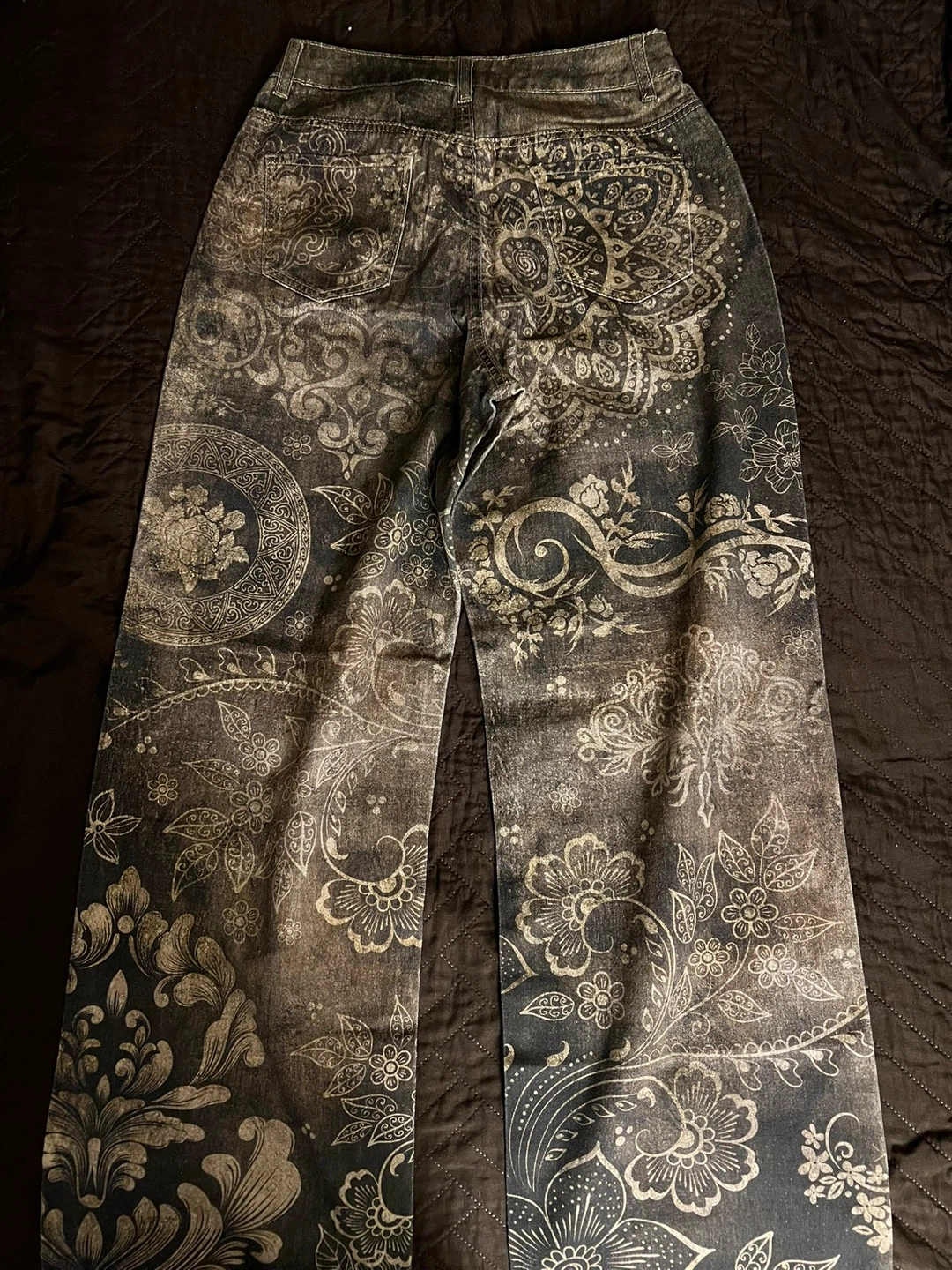Wide Leg Jeans with Ornate Floral Print - photo 4