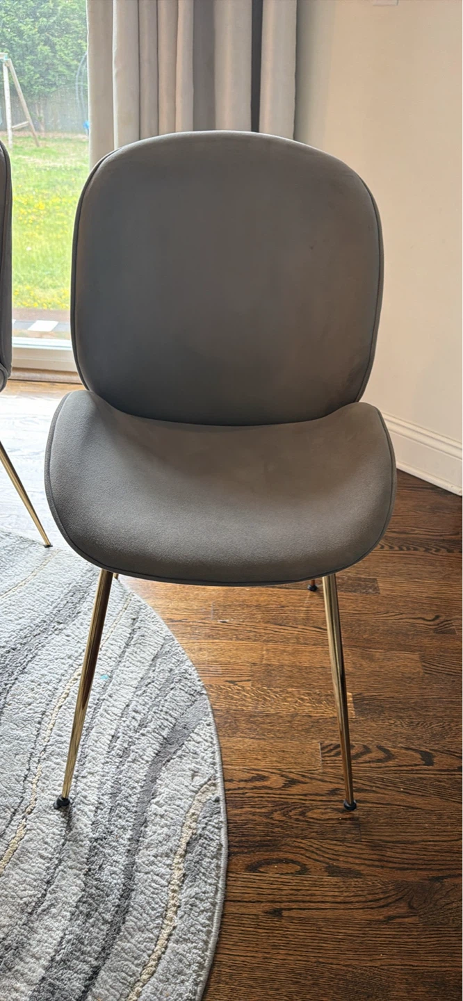 Gray Velvet Dining Chairs with Gold Legs (Set of 4) - photo 2