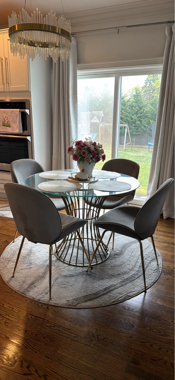 Gray Velvet Dining Chairs with Gold Legs (Set of 4)