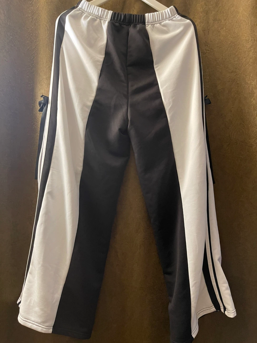 Black and White Lace Trim Track Pants - photo 4
