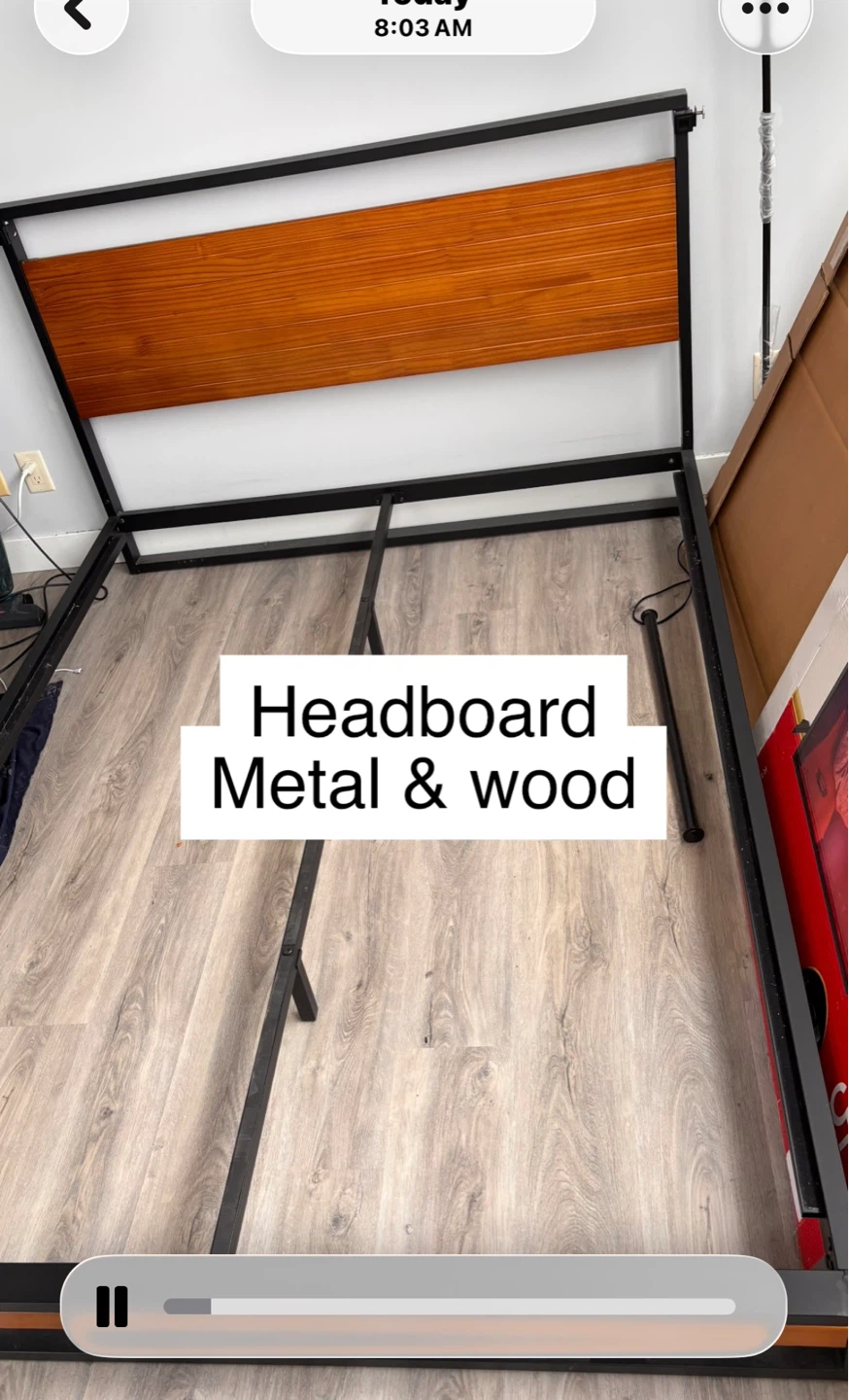 Queen Size Metal and Wood Bed Frame - photo 5