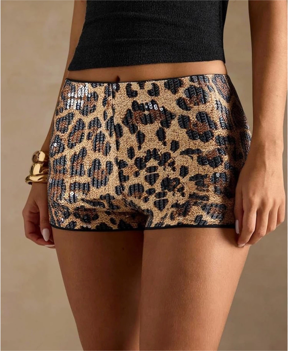 SHEIN Leopard Sequin Shorts Size S