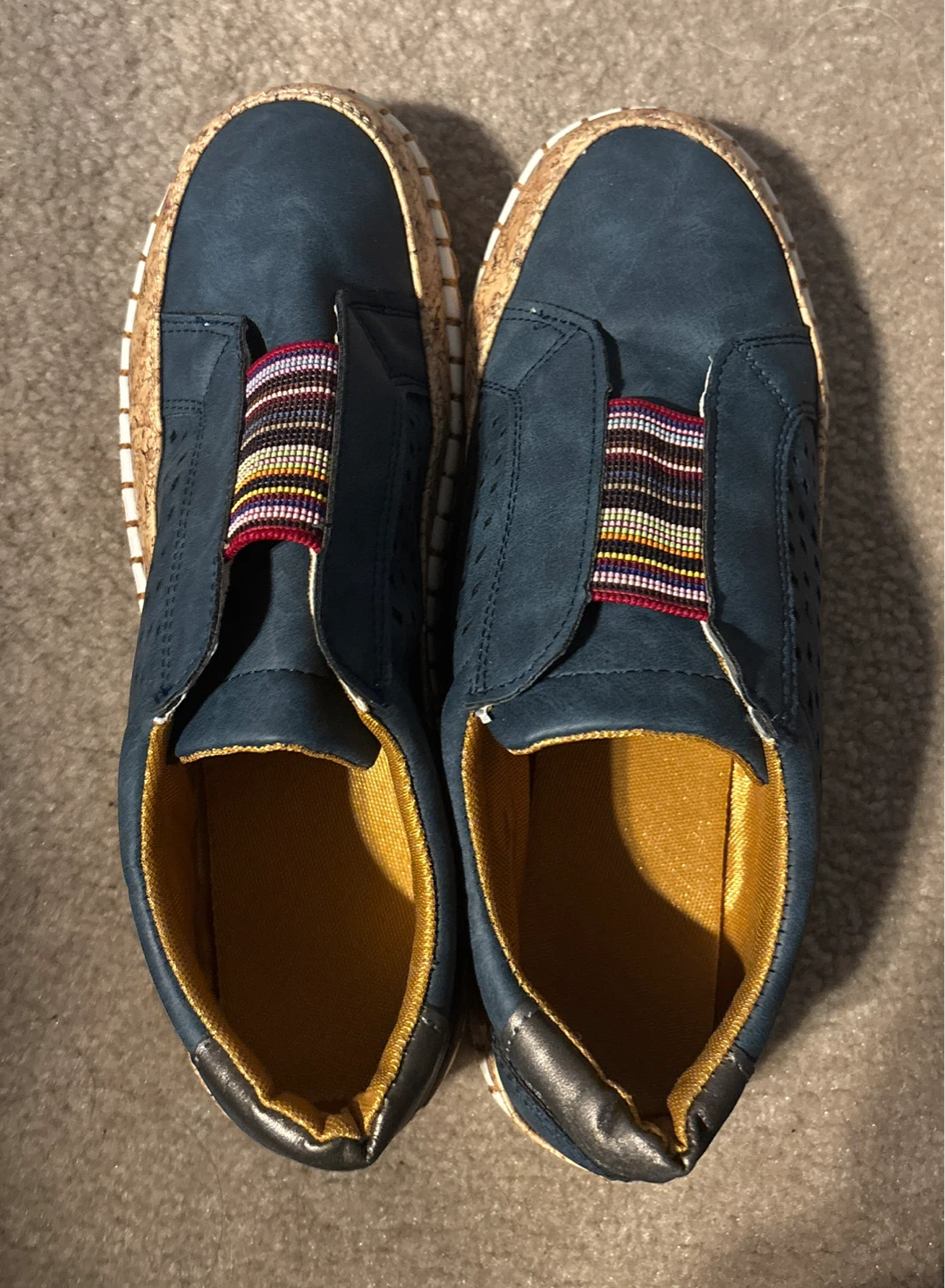 Decorative Slip-on Sneakers with Cork design Sole (size 6.5)