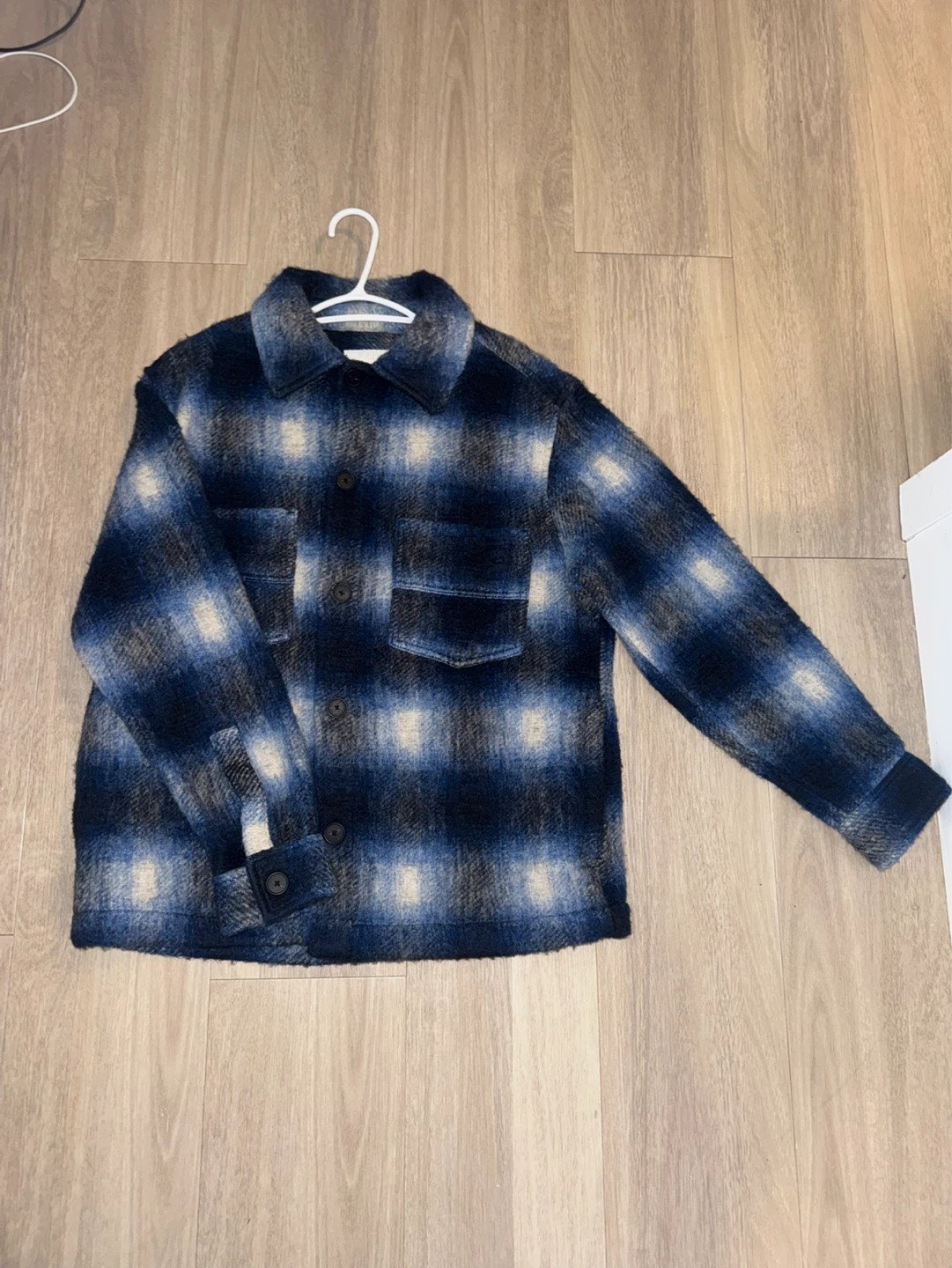 Zara Blue Plaid Flannel Shirt Jacket - Size S