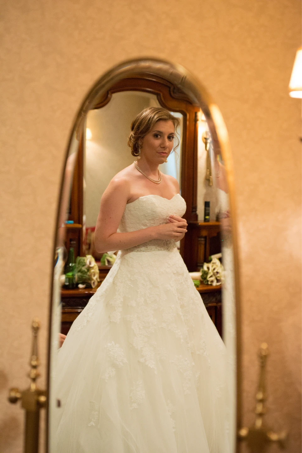 Strapless Wedding Dress with Lace Detail