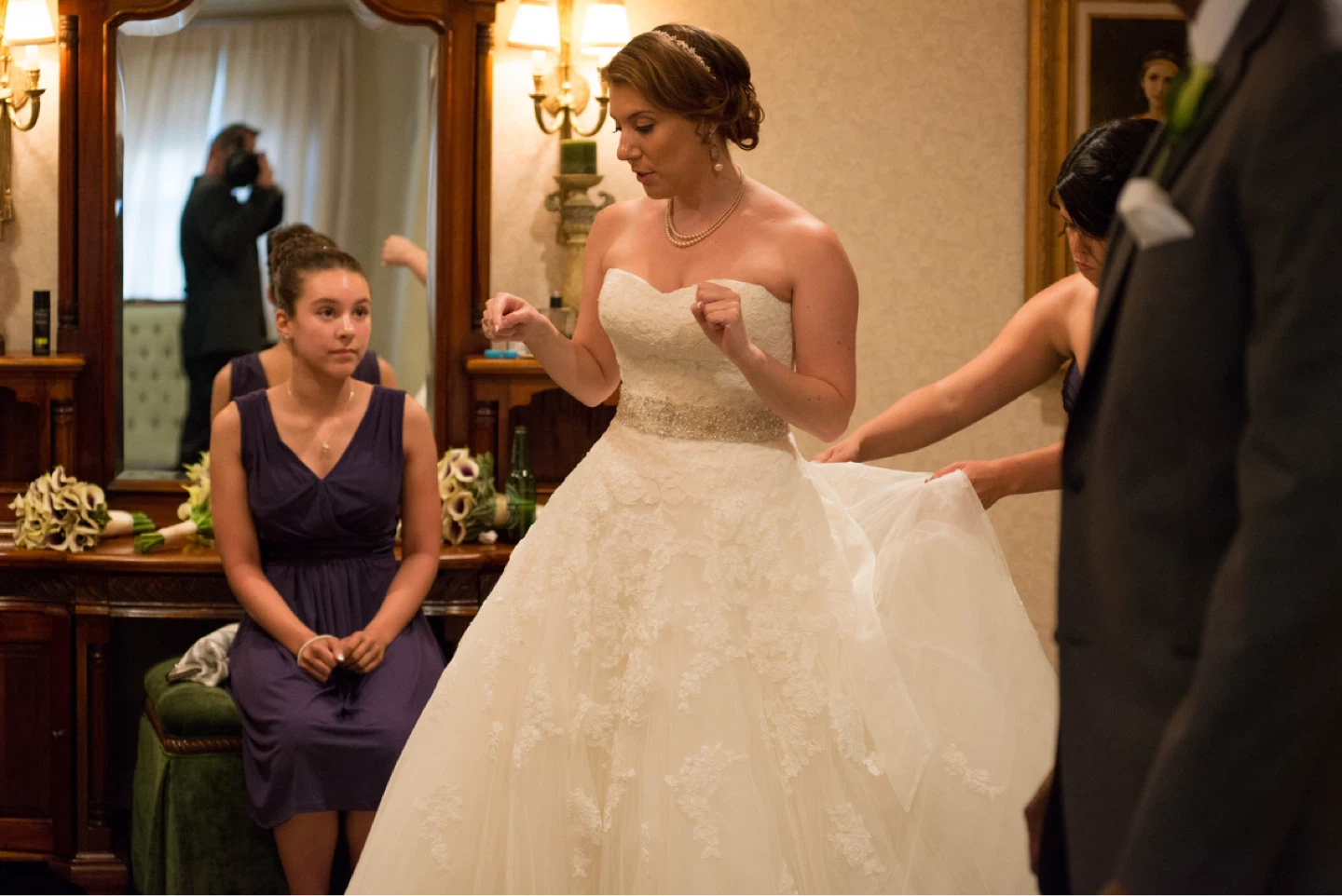Strapless Wedding Dress with Lace Detail - photo 2