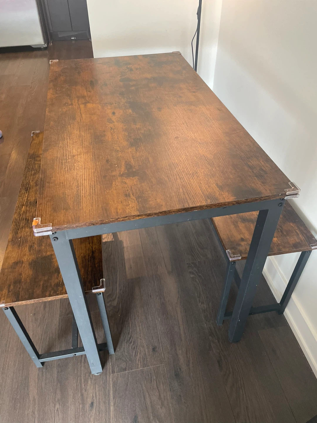 Rustic Wood Dining Table with 2 Benches - photo 2