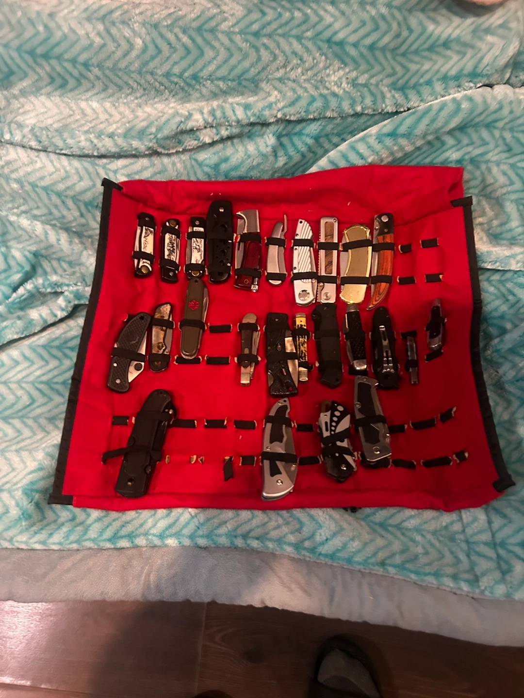 Assorted Pocket Knives Collection Display