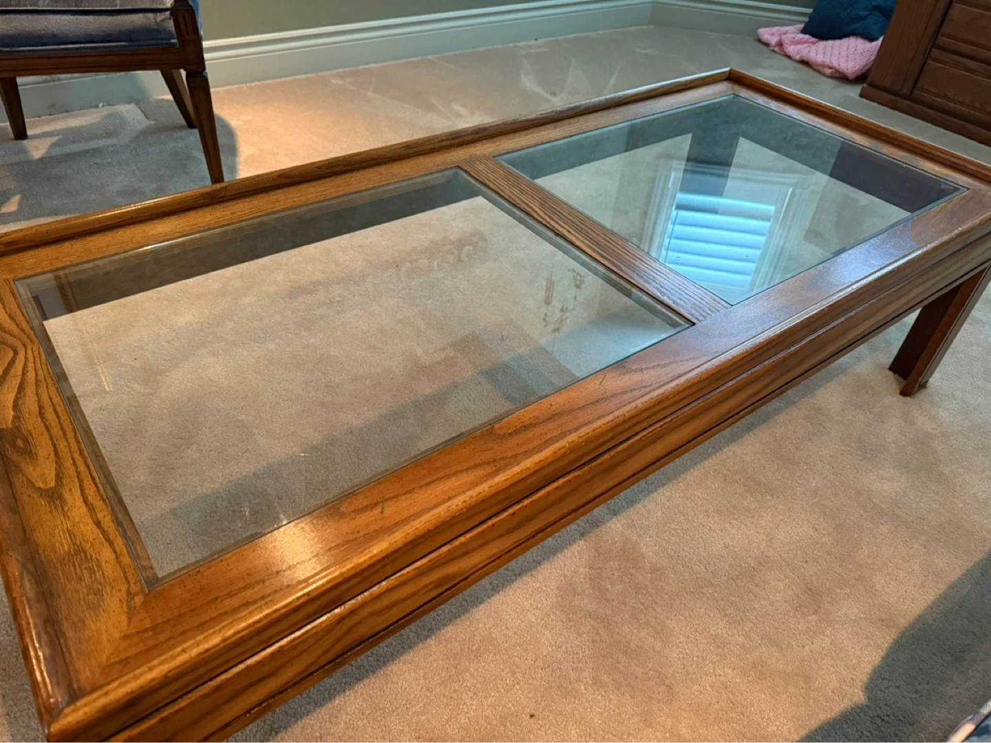 Wooden Coffee Table with Glass Inserts
