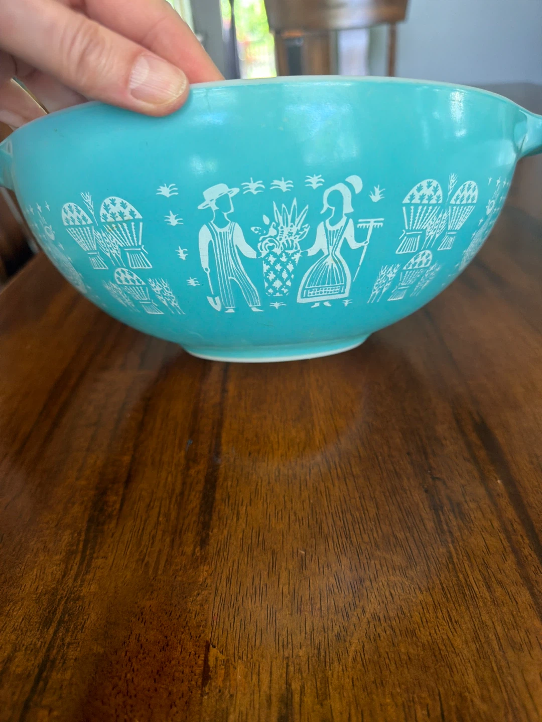 Pyrex Turquoise Amish Butterprint Mixing Bowls Set of 3 - photo 2
