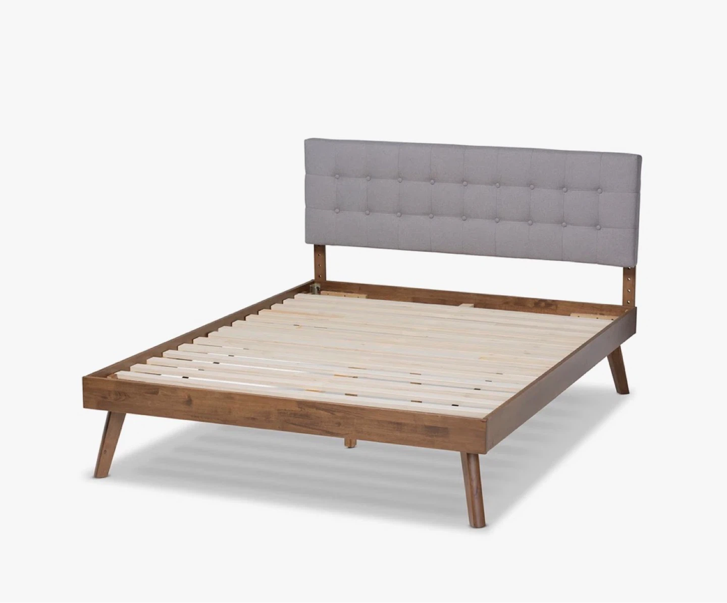 New Gray and Wood Mid Century Modern Queen Size Platform Bed - photo 3
