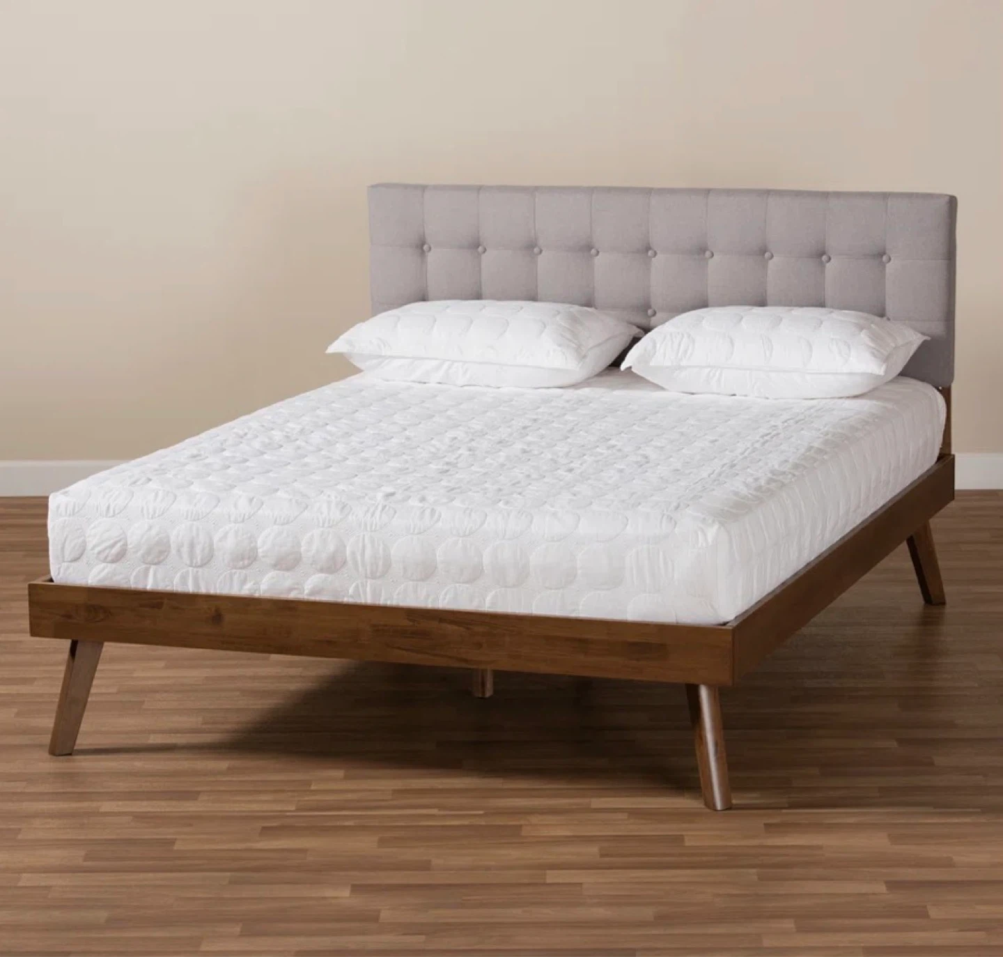 New Gray and Wood Mid Century Modern Queen Size Platform Bed - photo 4