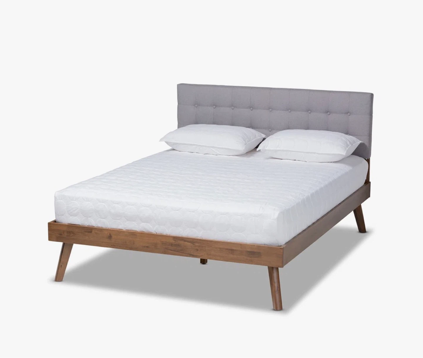 New Gray and Wood Mid Century Modern Queen Size Platform Bed - photo 2