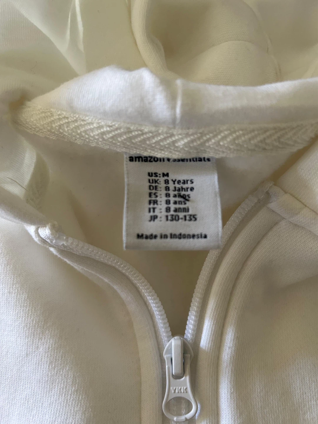 Amazon Essentials cream Zip-Up Hoodie - Size M (8 Years) - photo 2