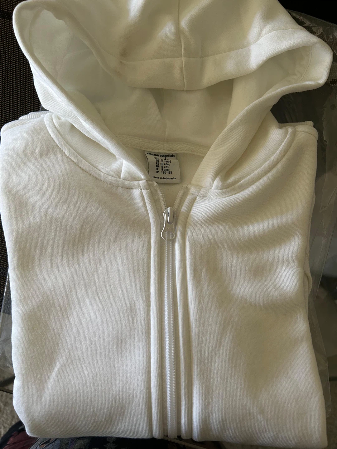 Amazon Essentials cream Zip-Up Hoodie - Size M (8 Years)