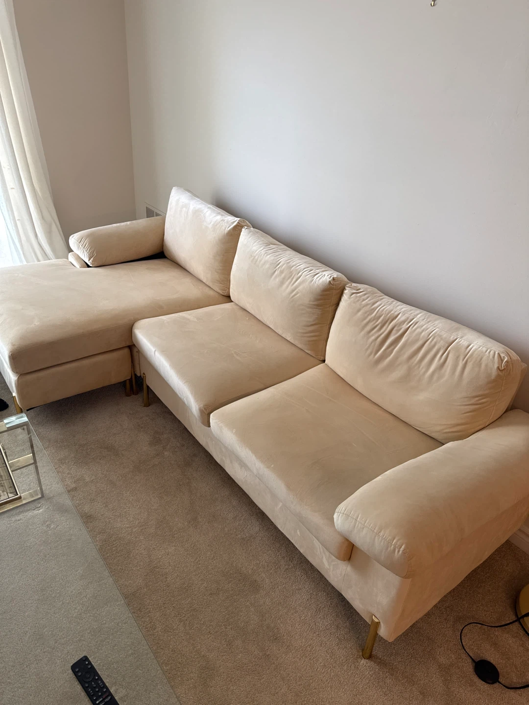 Beige Sectional Sofa with Chaise - photo 3
