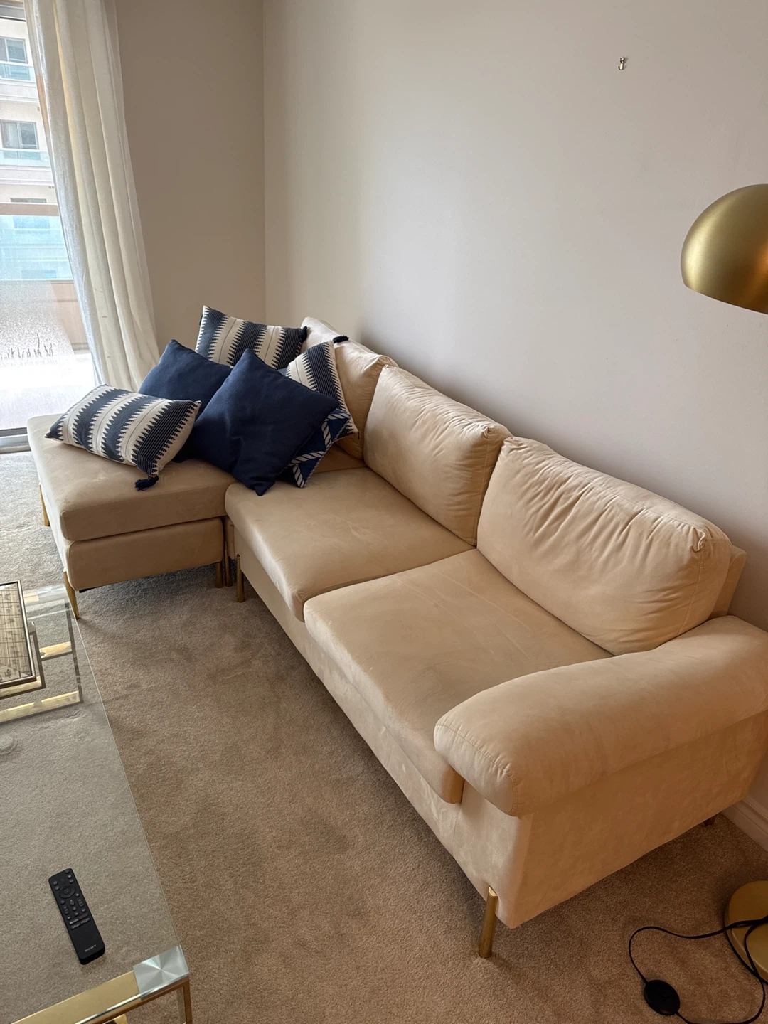 Beige Sectional Sofa with Chaise