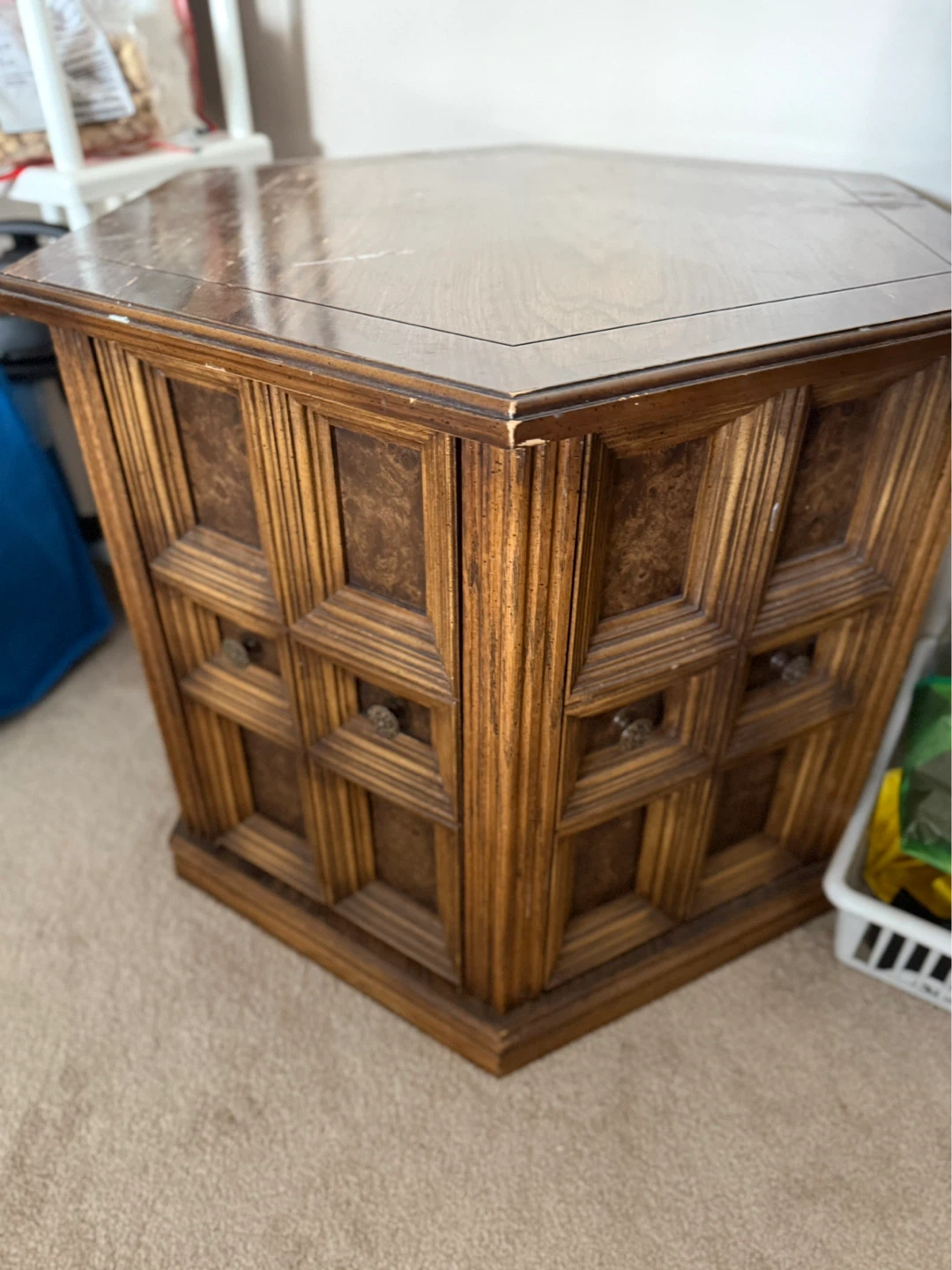 Vintage Hexagonal End Table - photo 2