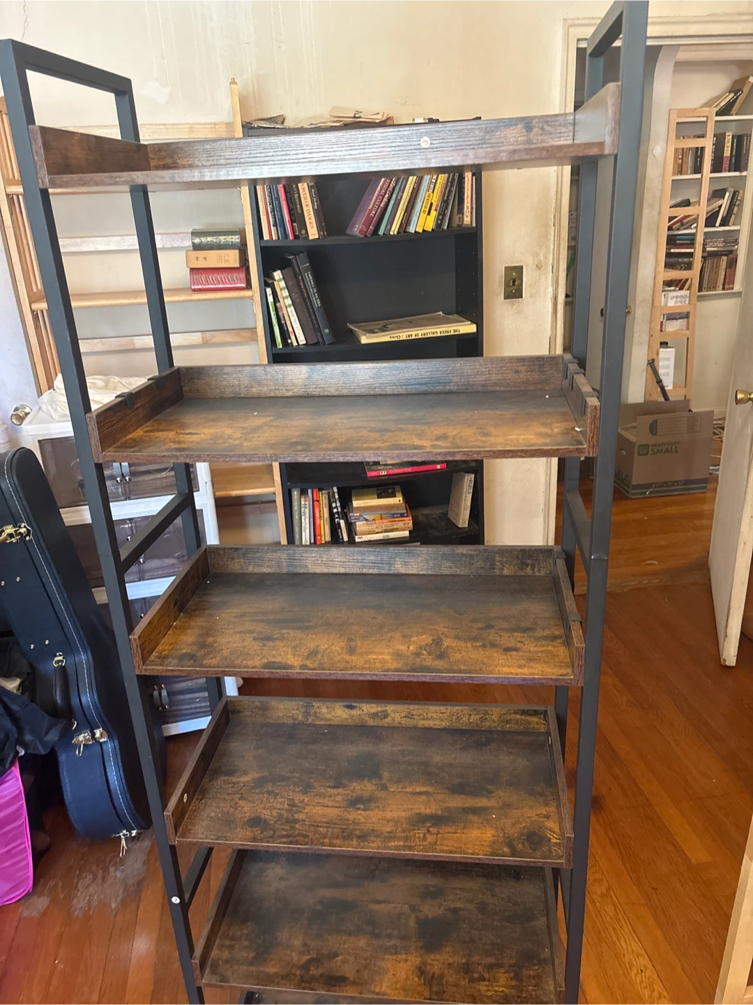 Ladder Bookshelf - Rustic Wood and Metal