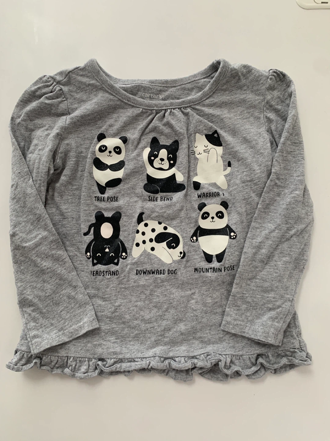 3T Carter's Grey Long Sleeve Yoga Animals T-Shirt