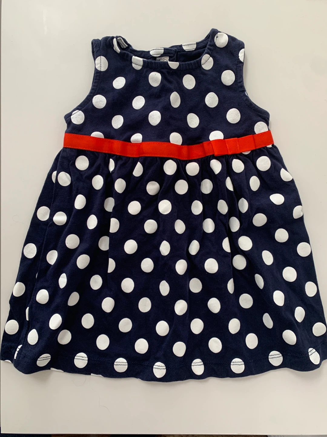 18 months Polka Dot Dress with Red Ribbon