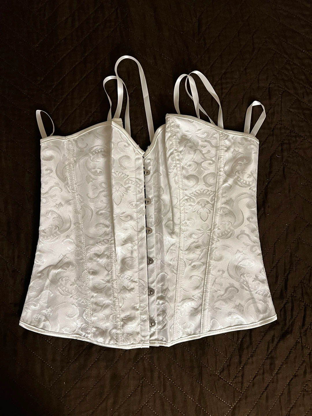 White Jacquard Corset with Ribbon Lacing - photo 4