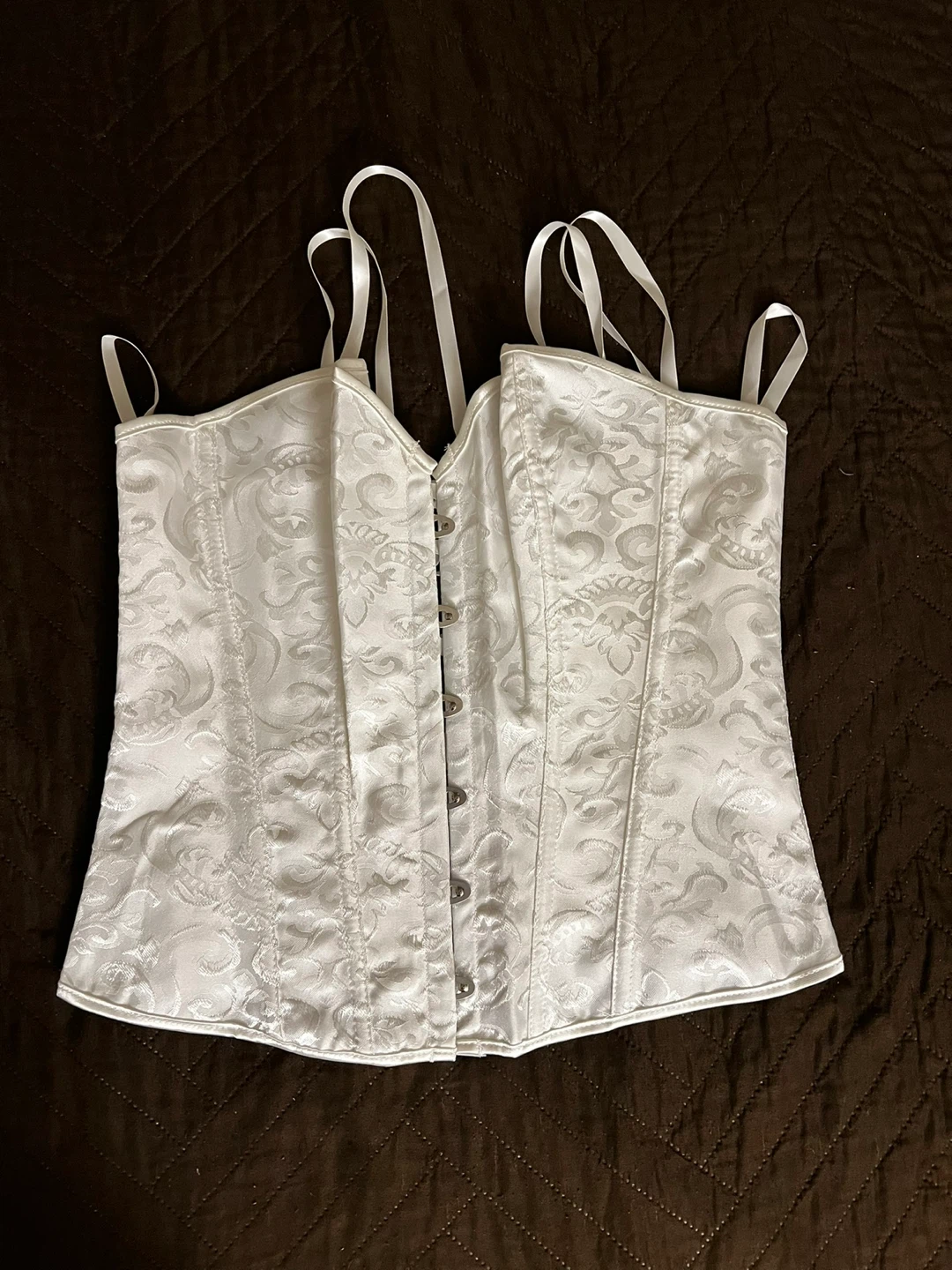 White Jacquard Corset with Ribbon Lacing - photo 3
