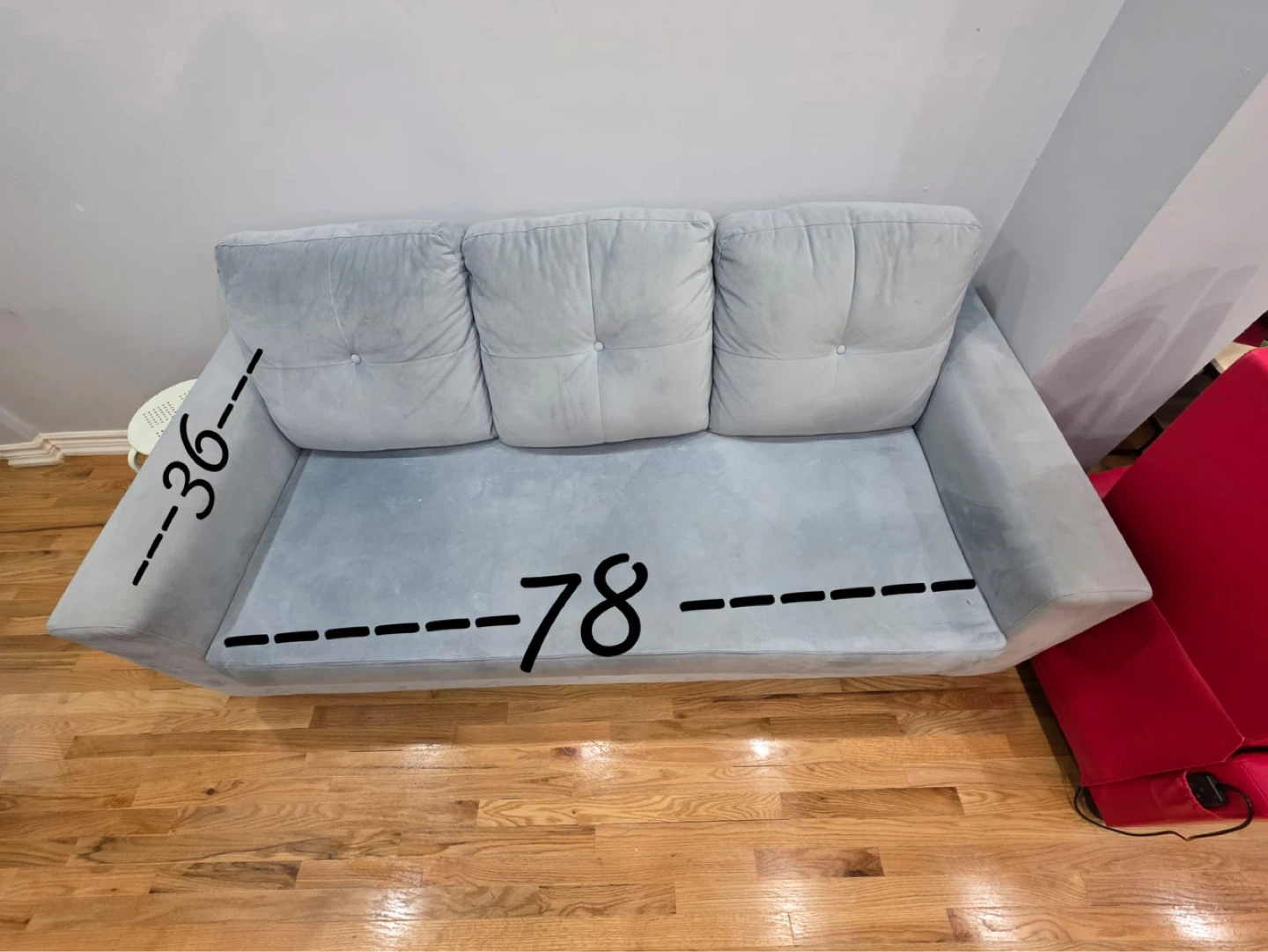 Light Blue Velvet Sofa - photo 2