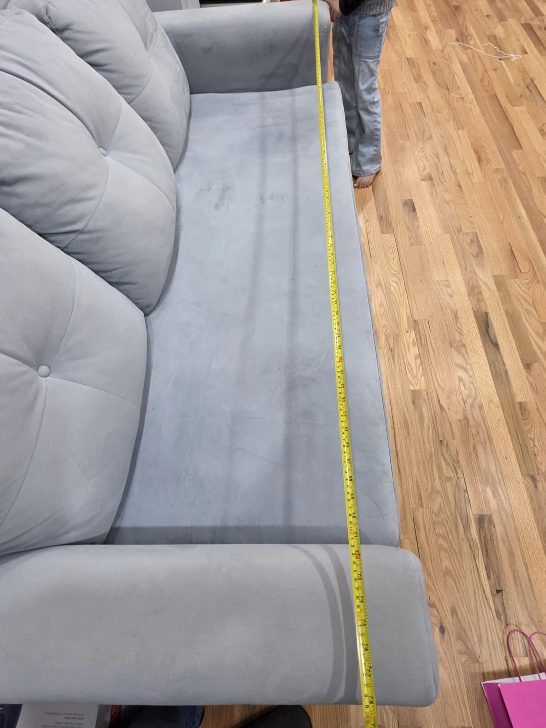 Light Blue Velvet Sofa - photo 5