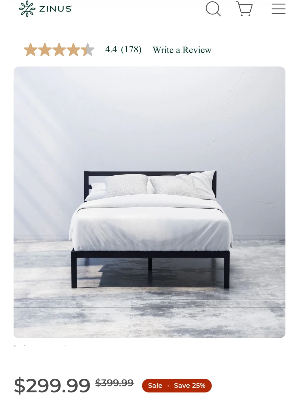 Mia Queen Metal Bed Frame by Zinus
