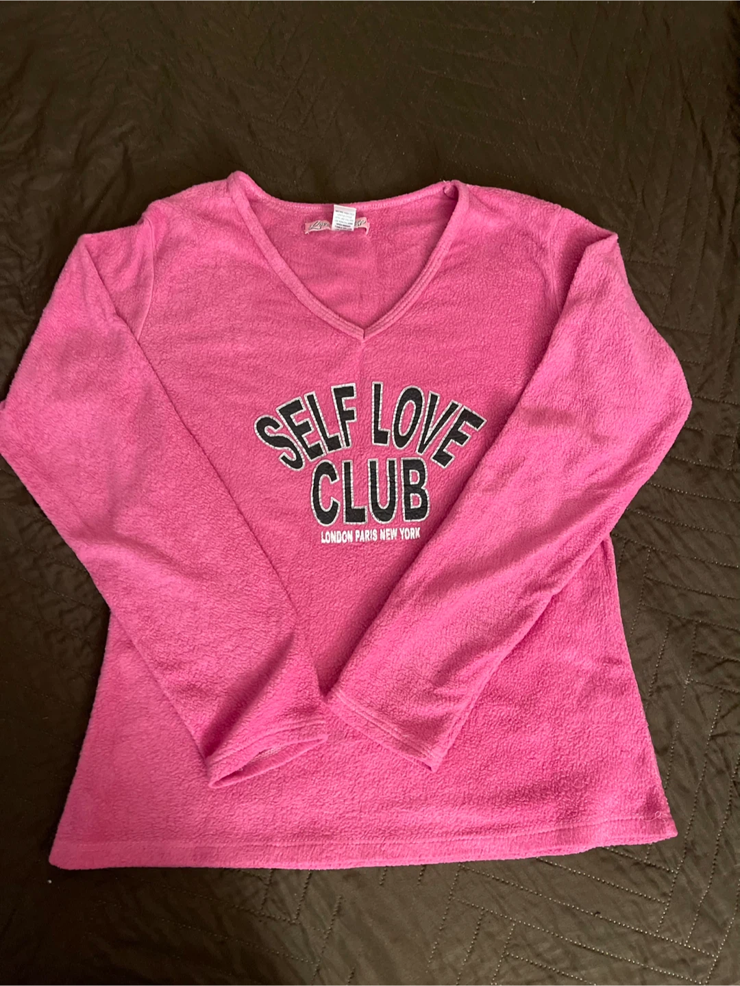Love to Sleep Pink "Self Love Club" Fleece Top Size S