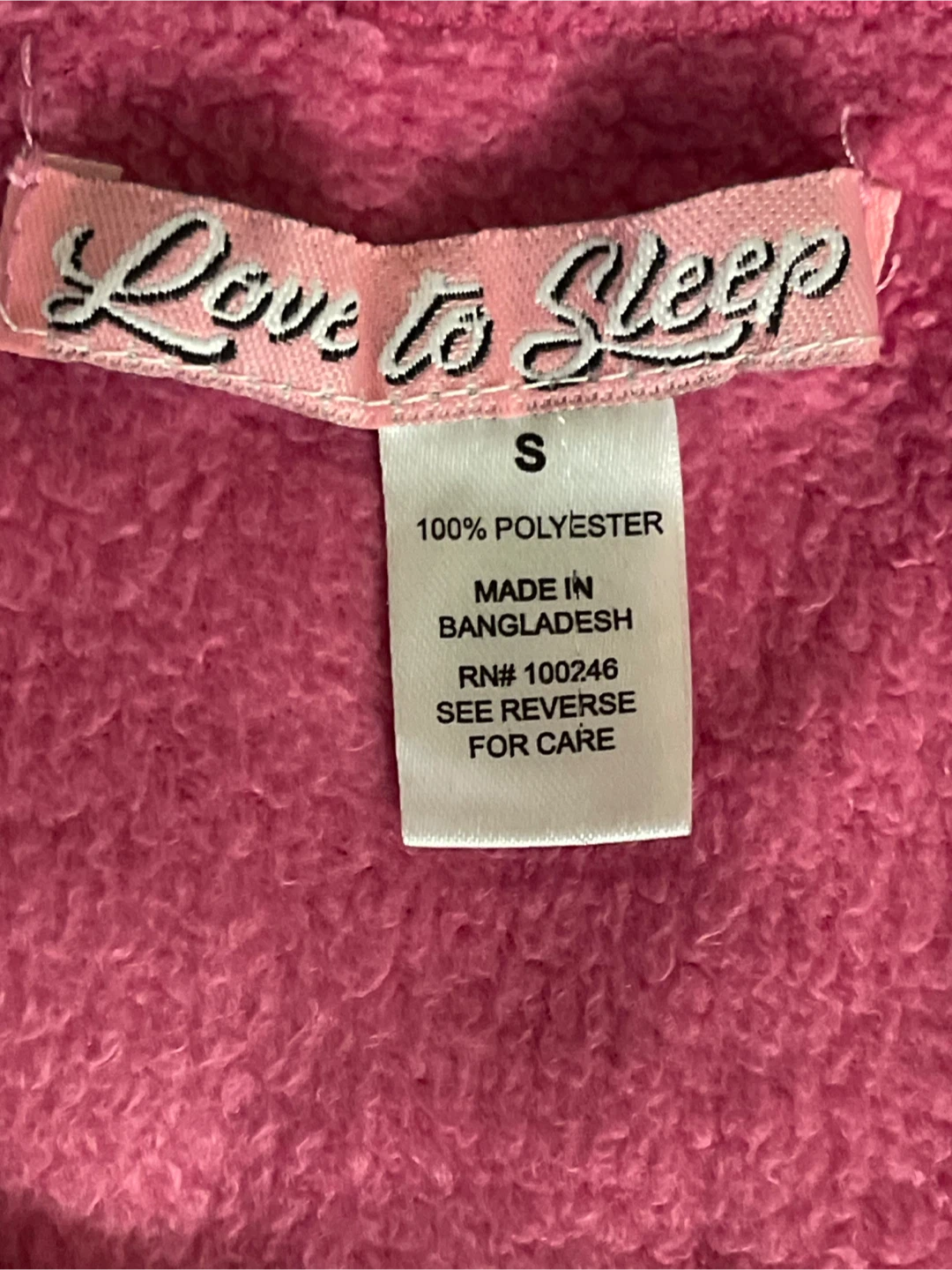 Love to Sleep Pink "Self Love Club" Fleece Top Size S - photo 4