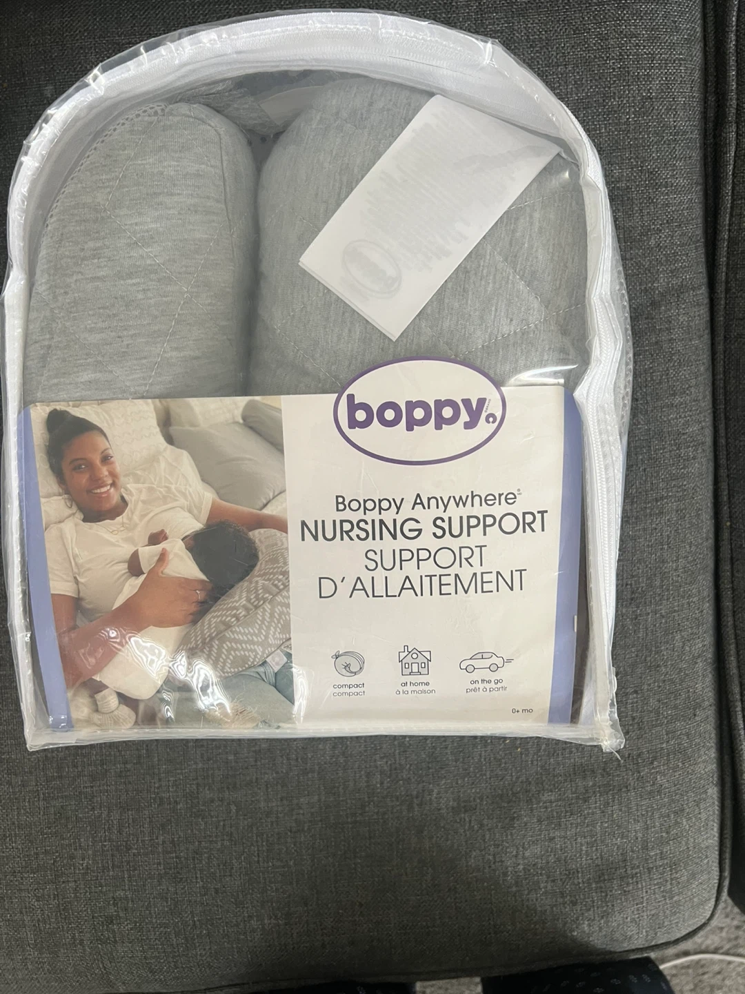 Boppy Anywhere Nursing Pillow Support - Soft Gray Heathered
