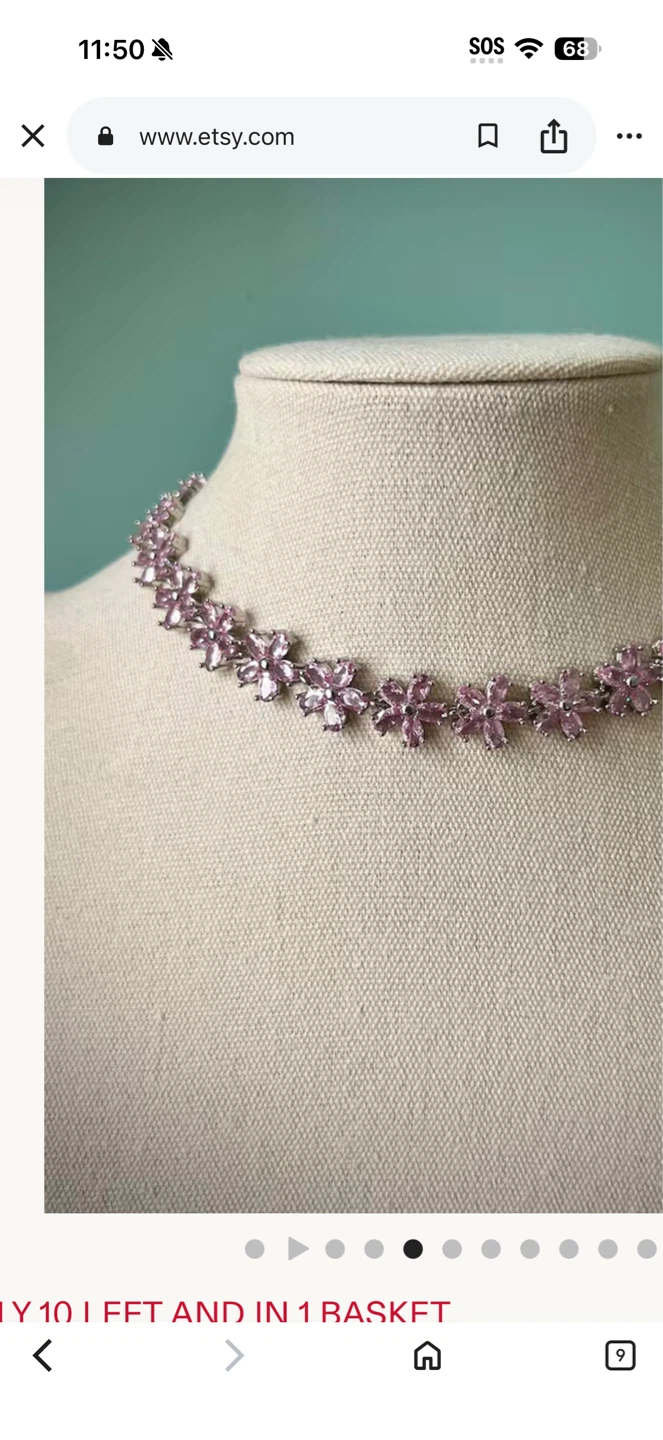 Pink Flower Crystal Choker Necklace - photo 2