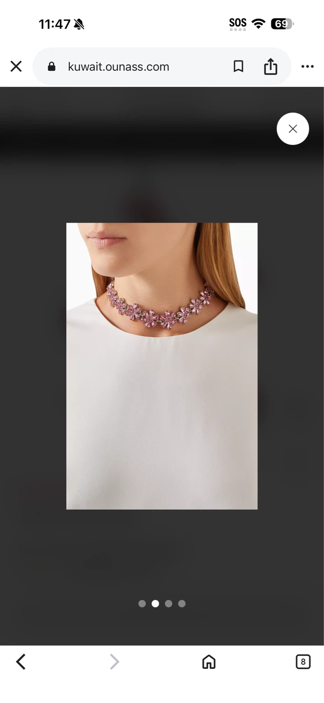 Pink Flower Crystal Choker Necklace