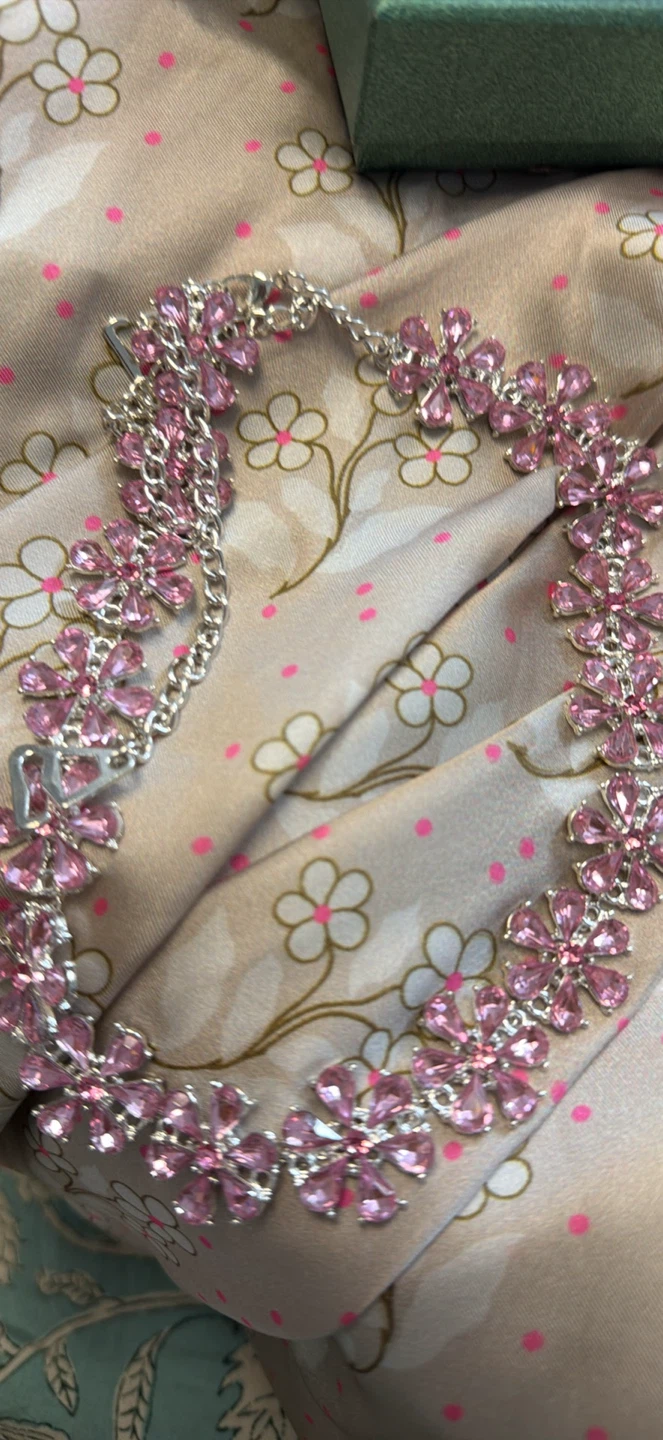 Pink Flower Crystal Choker Necklace - photo 5