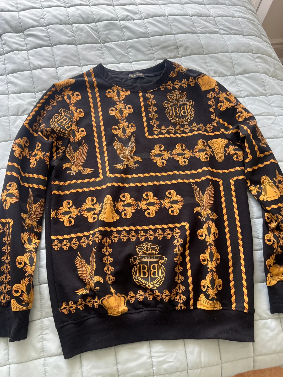 By Bugatti Crewneck Sweatshirt - Black/Gold Print Size L