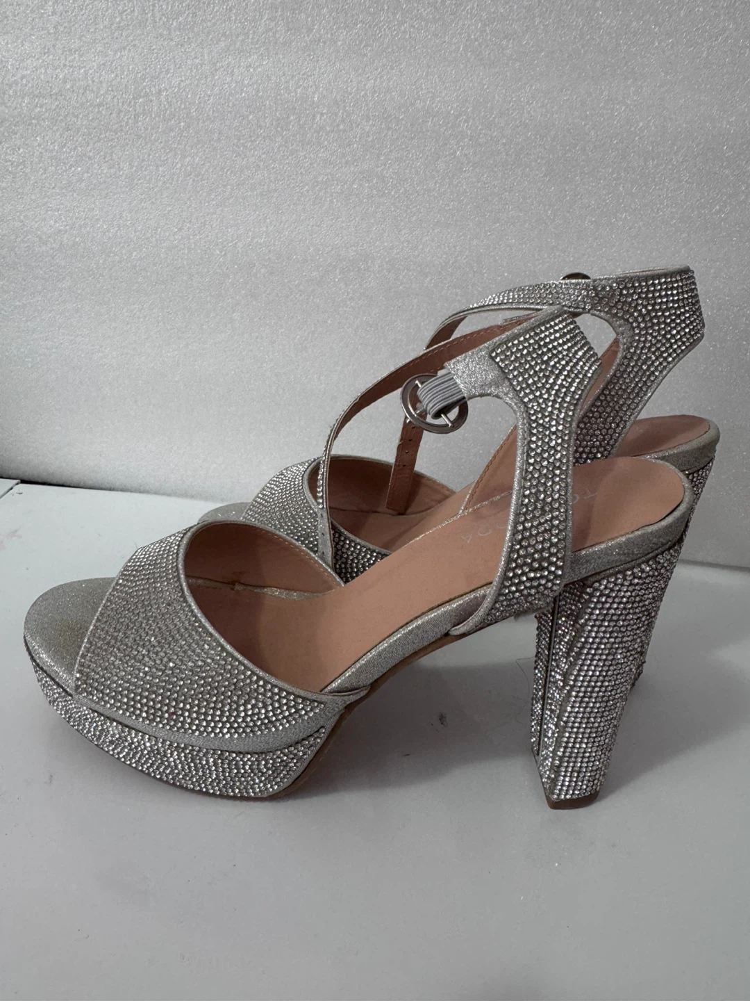 Silver Rhinestone Platform Heels