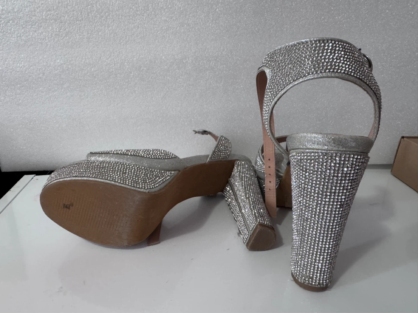 Silver Rhinestone Platform Heels - photo 2