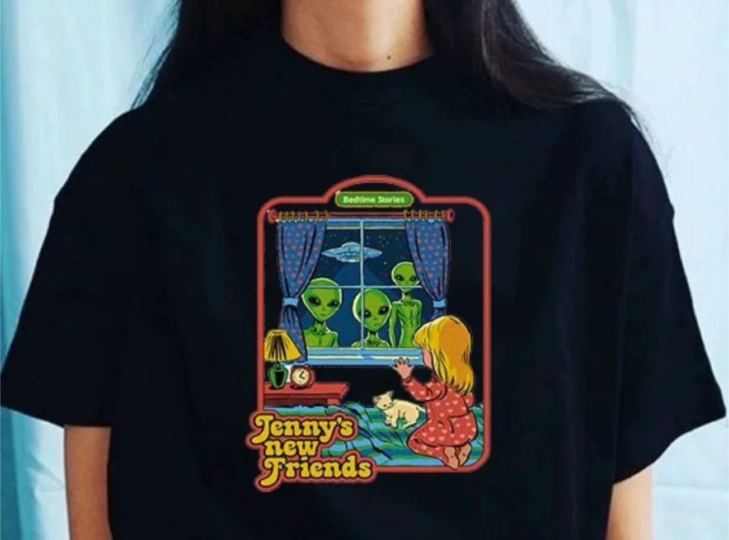Black "Jenny's New Friends" Graphic T-Shirt