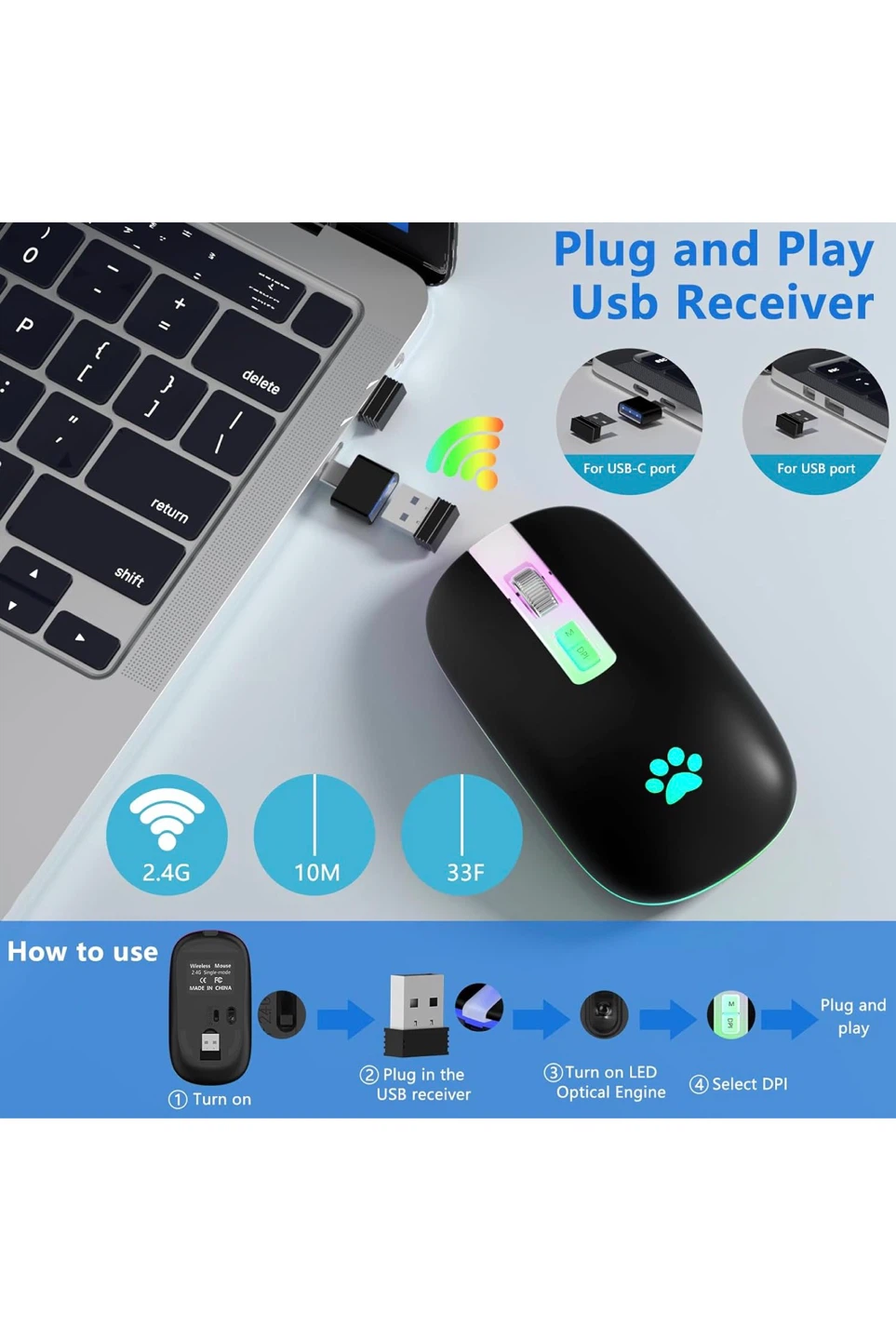Wireless Computer Mouse with RGB Lighting - photo 3