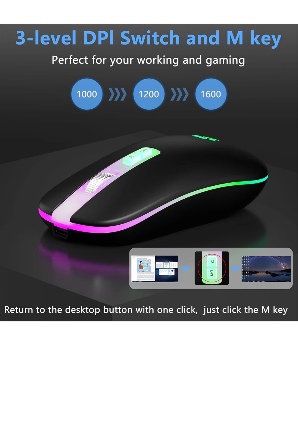 Wireless Computer Mouse with RGB Lighting - photo 2