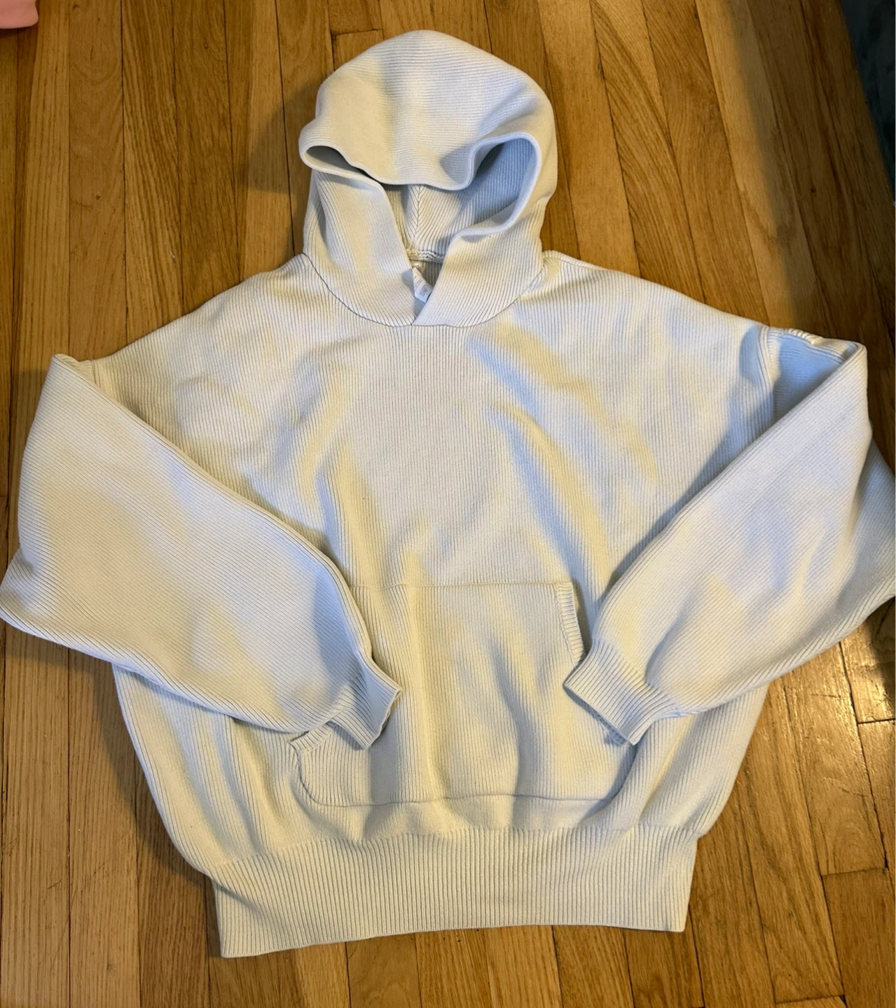 Alo White Ribbed Hoodie