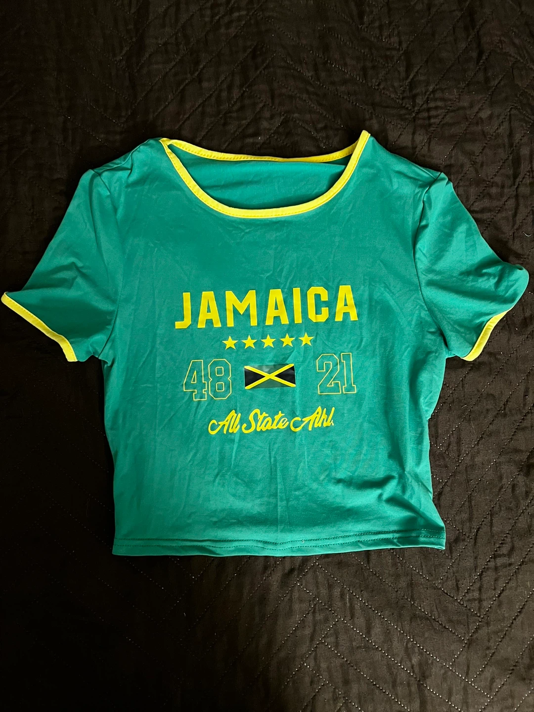 SHEIN Green Jamaica Graphic Crop Top T-Shirt Size M - photo 2