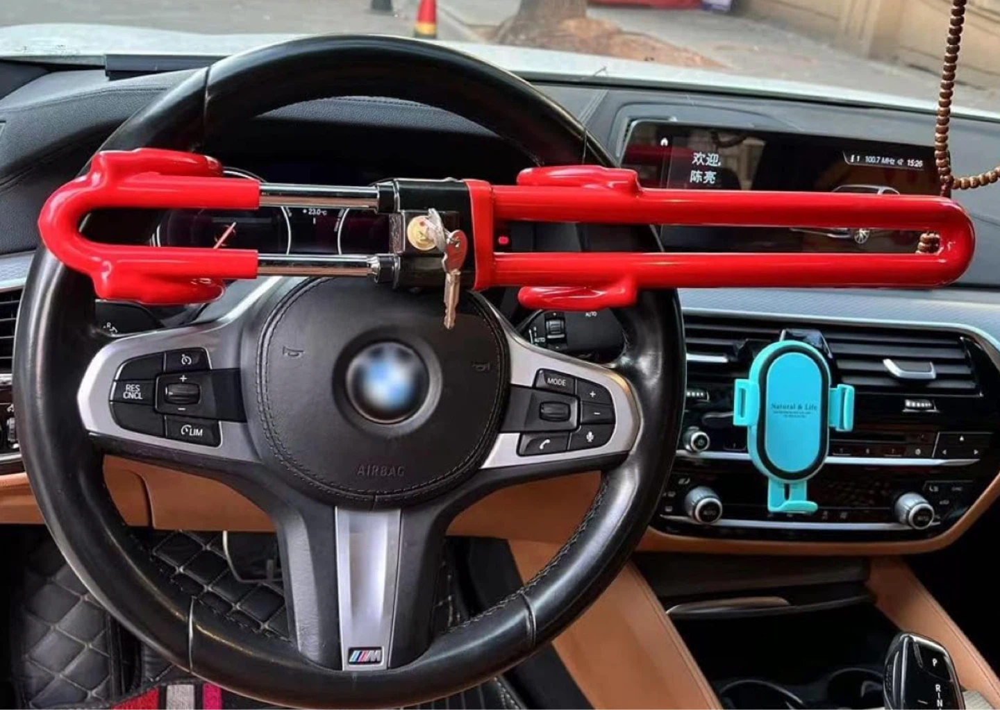 Double Hook Locks Anti Theft Car Device with 2 Keys