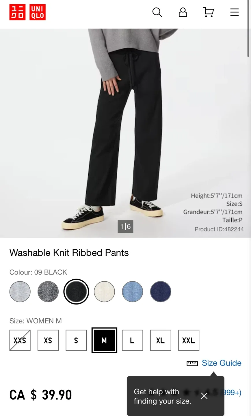 UNIQLO Washable Knit Ribbed Pants - Black, Women's Medium - photo 2