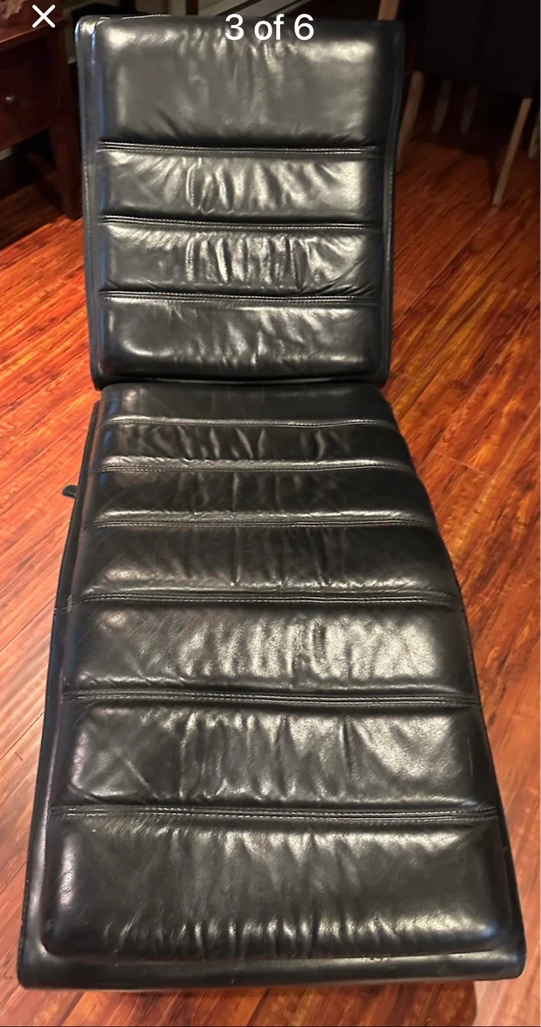 Black Leather Chaise Lounge Chair - photo 3