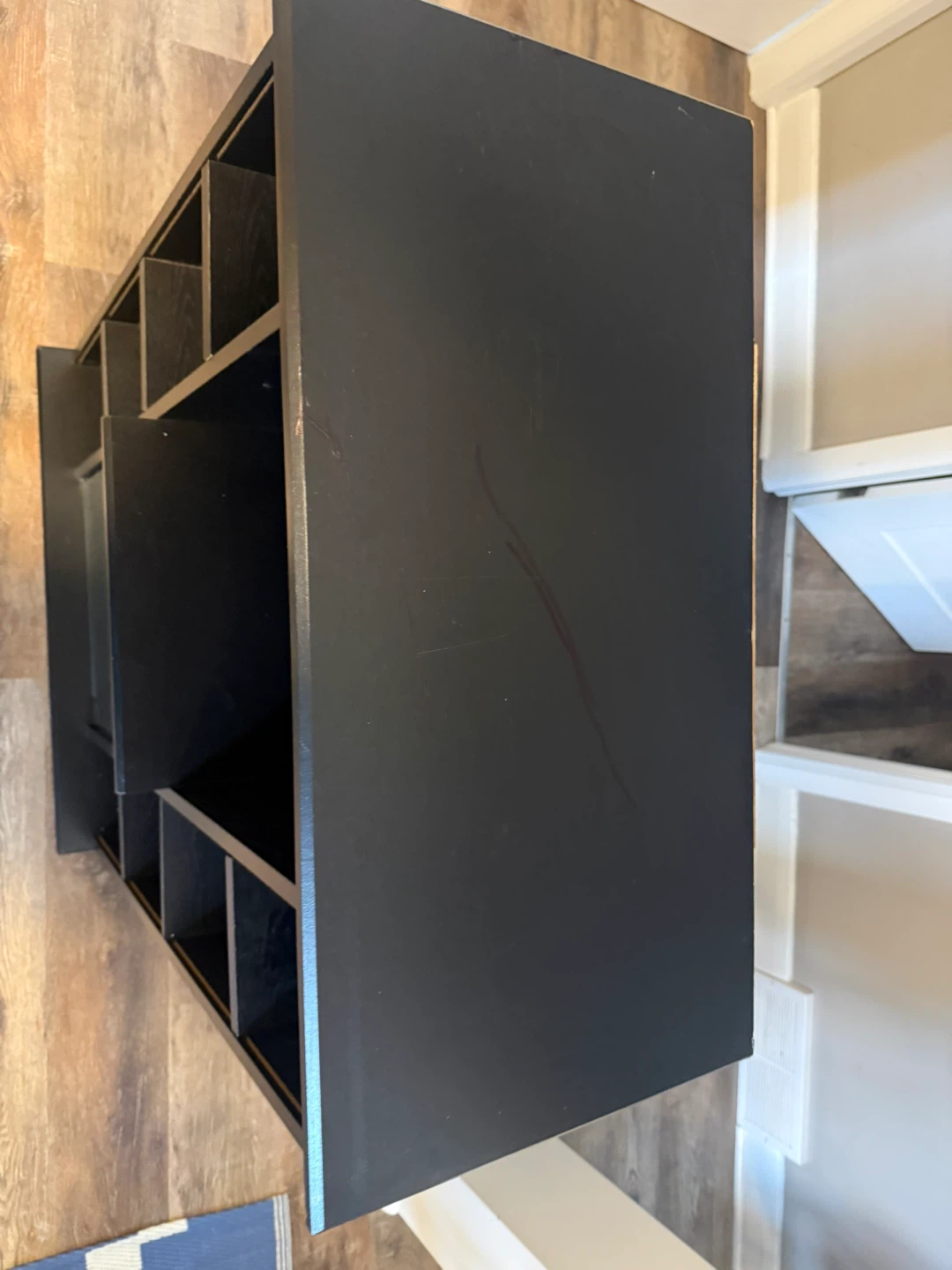 Black bookshelf with glass door - photo 4